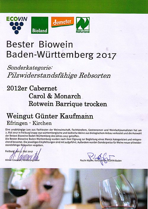 Bester Biowein Baden-Württemberg 2017
